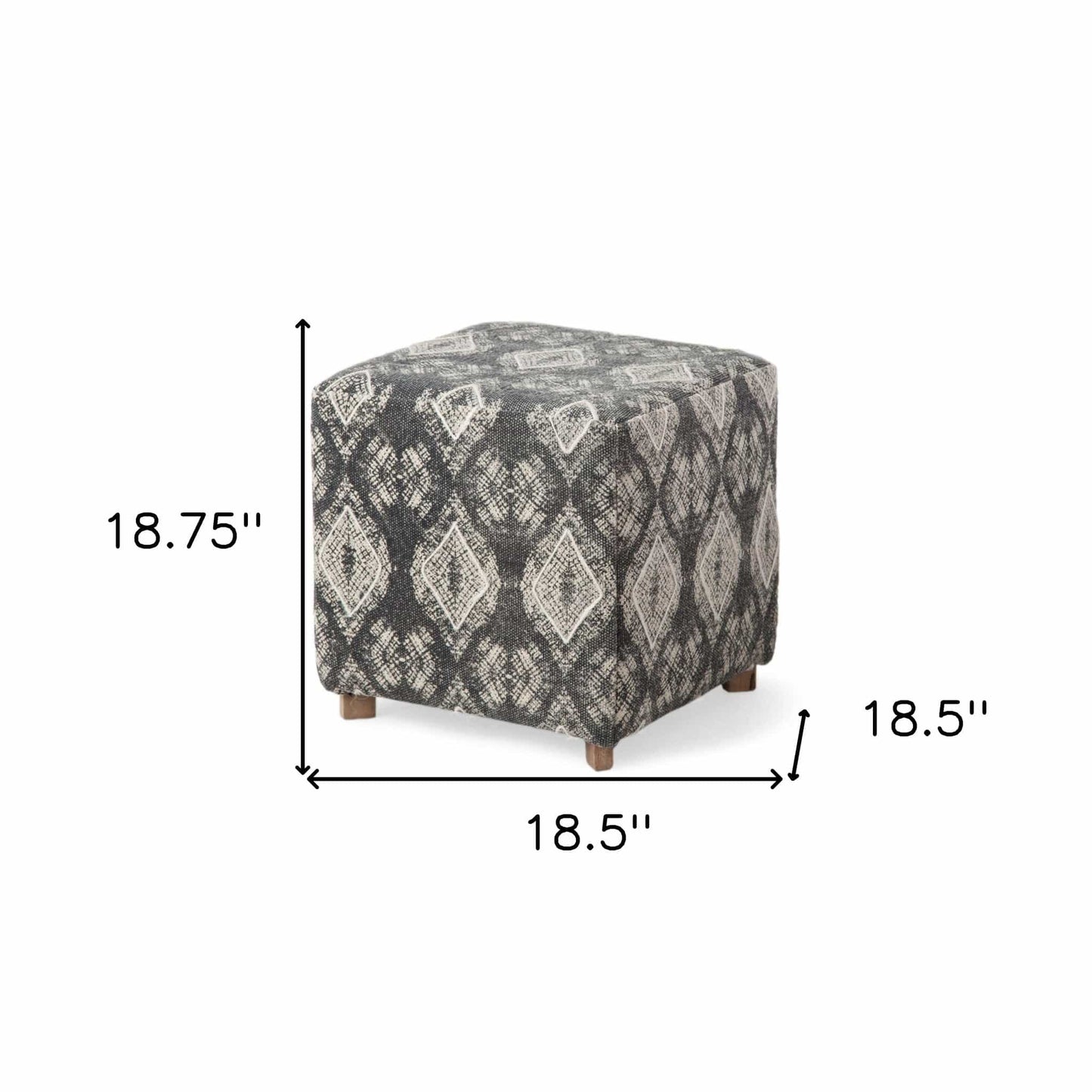 19" Gray 100% Cotton And Brown Cube Ottoman - Homeroots - Flyclothing LLC