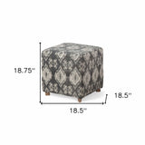 19" Gray 100% Cotton And Brown Cube Ottoman - Homeroots - Flyclothing LLC