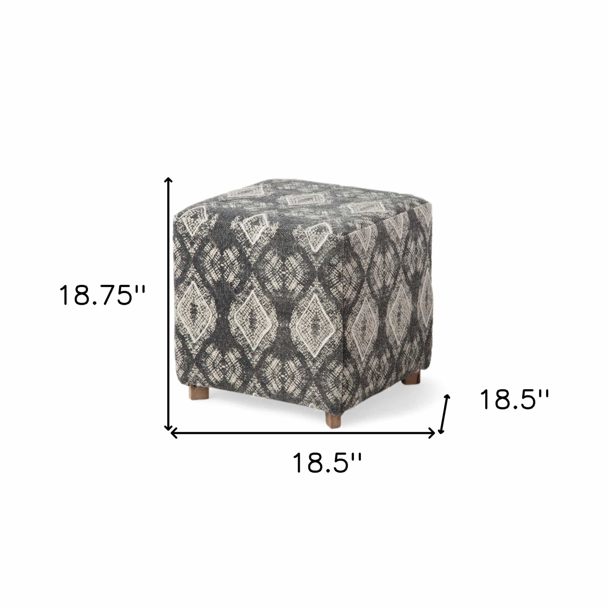 19" Gray 100% Cotton And Brown Cube Ottoman - Homeroots - Flyclothing LLC