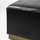 36" Black Faux Leather And Brown Footstool Ottoman - Homeroots - Flyclothing LLC