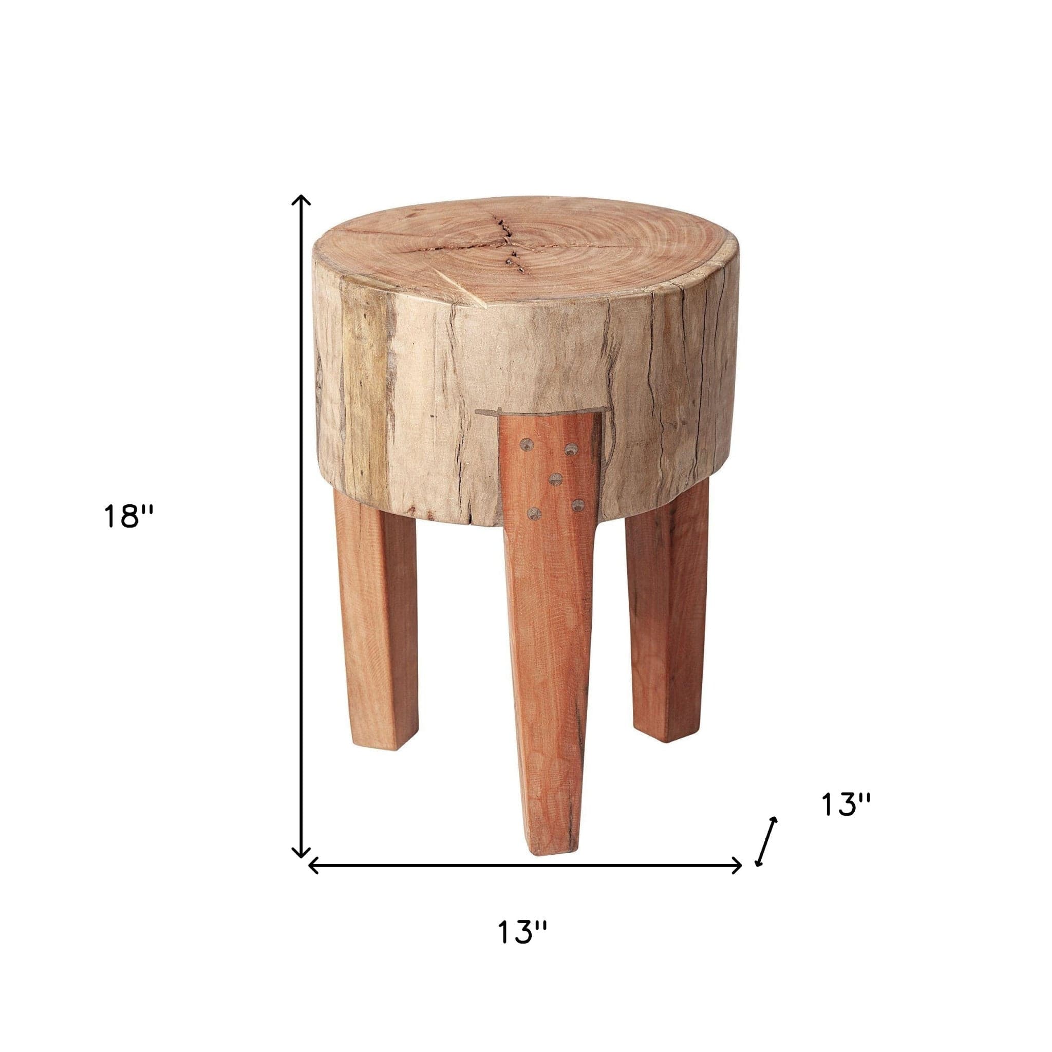 18" Dark Brown And Brown Distressed Reclaimed Wood Round End Table - Homeroots - Flyclothing LLC