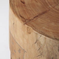 18" Dark Brown And Brown Distressed Reclaimed Wood Round End Table - Homeroots
