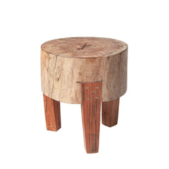15" Dark Brown And Brown Distressed Reclaimed Wood Round End Table - Homeroots