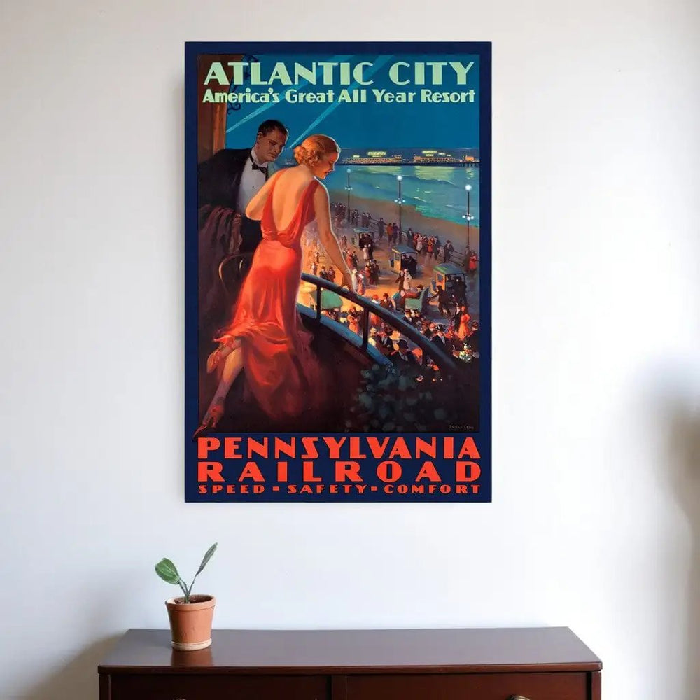 Vintage 1935 Atlantic City Travel Unframed Print Wall Art - Homeroots