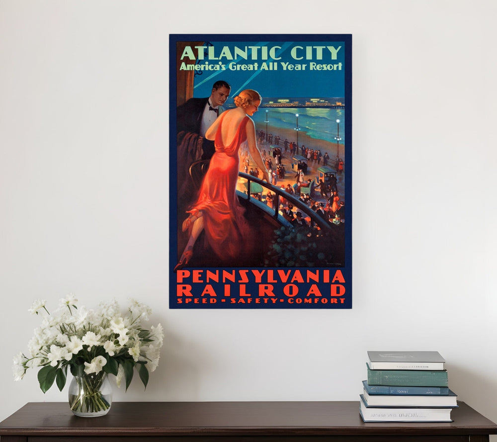 Vintage 1935 Atlantic City Travel Unframed Print Wall Art - Homeroots