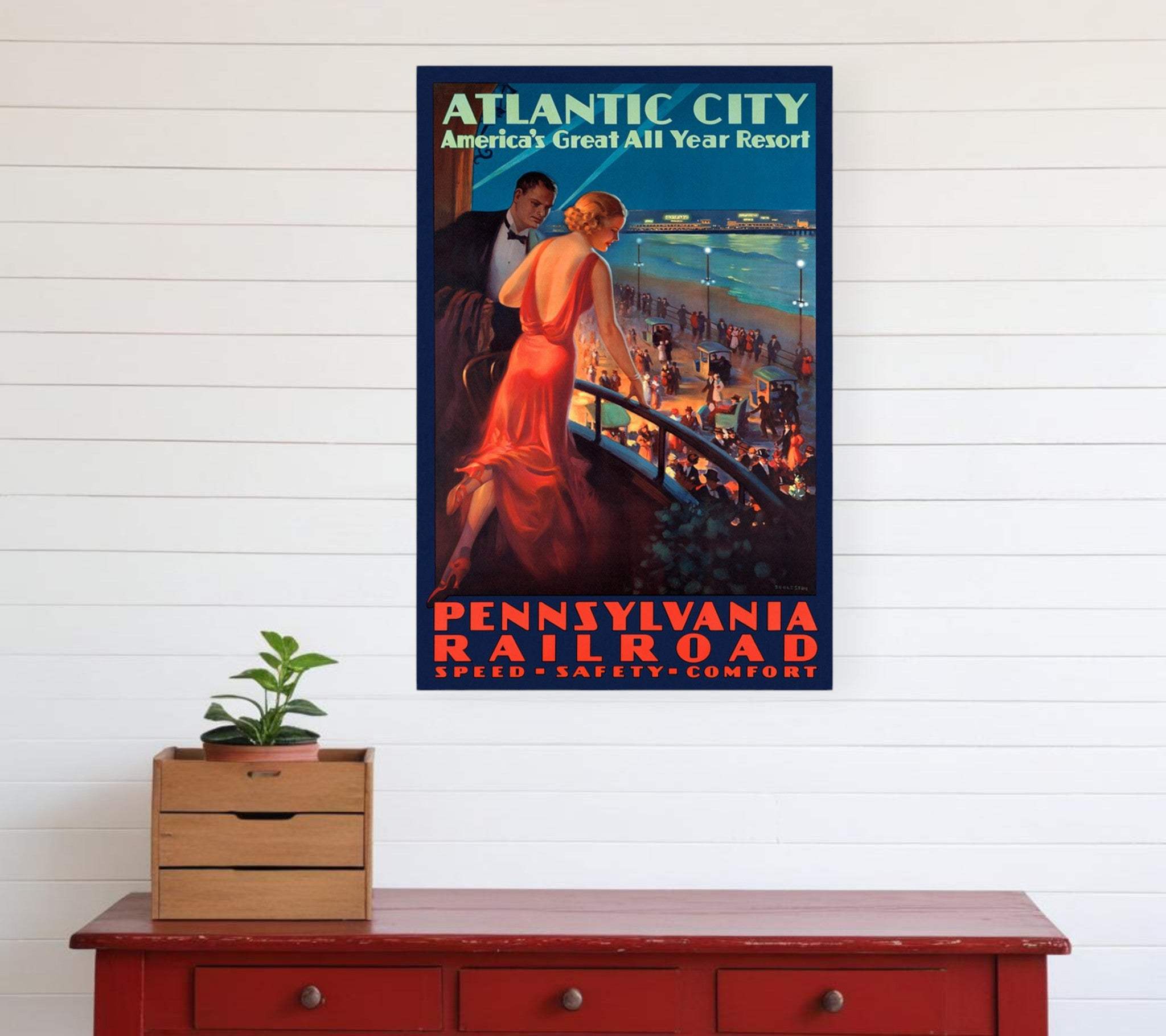 Vintage 1935 Atlantic City Travel Unframed Print Wall Art - Homeroots - Flyclothing LLC