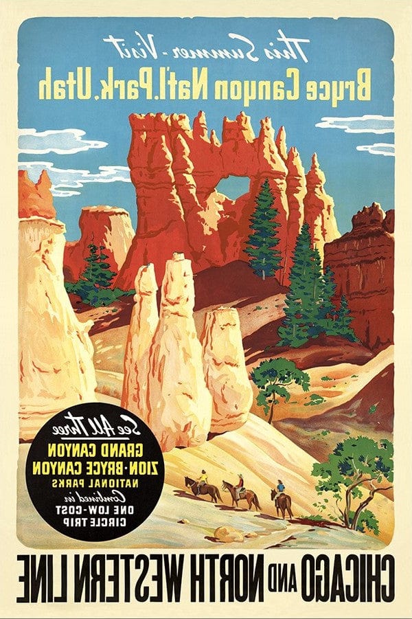36" X 54" Vintage 1950S Bryce Canyon National Park Wall Art - Homeroots