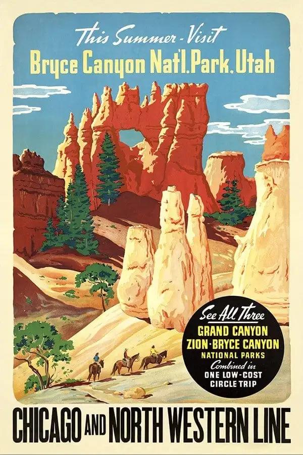Vintage 1950S Bryce Canyon National Park Unframed Print Wall Art - Homeroots