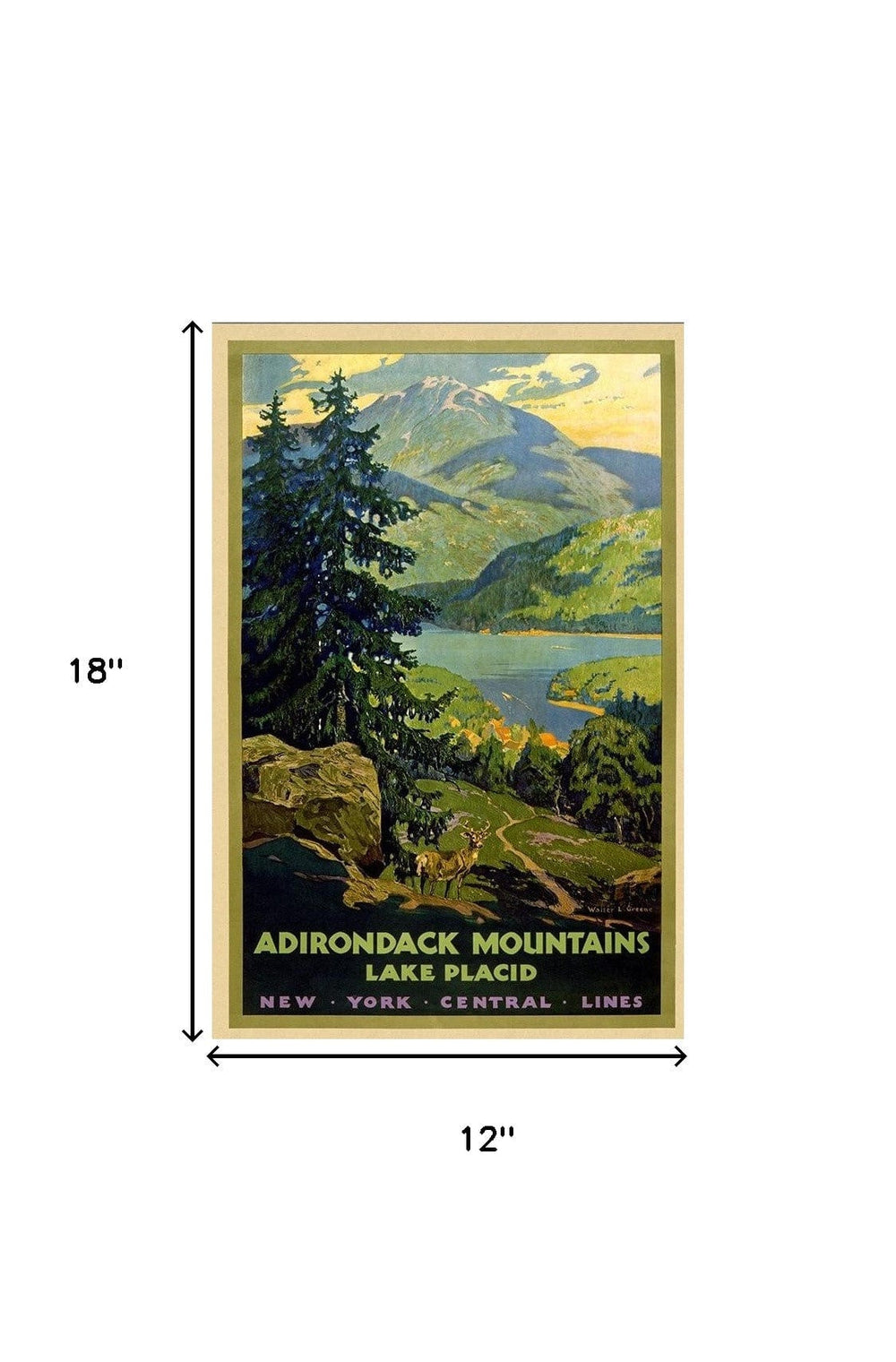 12" X 18" Vintage 1920S Adirondack Mountains Wall Art - Homeroots