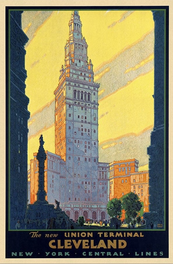 Cleveland Union Terminal Vintage Travel Unframed Print Wall Art - Homeroots
