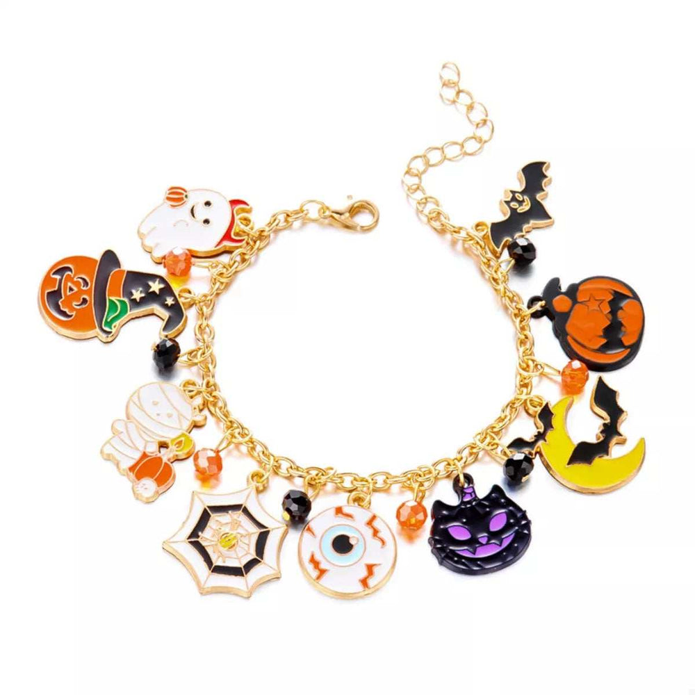 18K Gold-Plated Halloween Charm Bracelet - Trendsi - Flyclothing LLC
