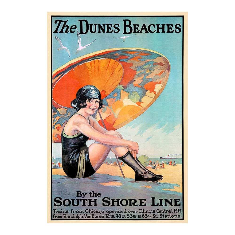 Dunes Beaches Vintage Travel Unframed Print Wall Art - Homeroots - Flyclothing LLC