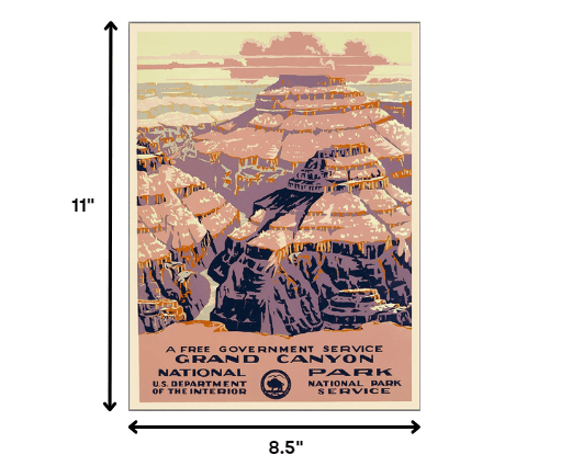 8.5" X 11" Grand Canyon C1938 Vintage Travel Poster Wall Art - Homeroots - Flyclothing LLC