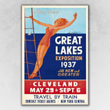 24" X 36" Great Lakes 1937 Vintage Travel Poster Wall Art - Homeroots