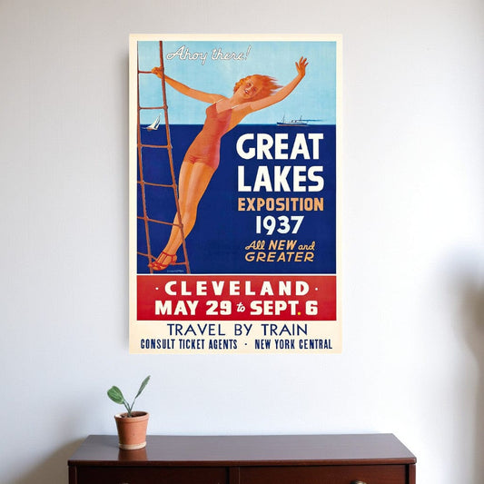24" X 36" Great Lakes 1937 Vintage Travel Poster Wall Art - Homeroots