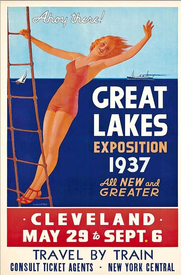 24" X 36" Great Lakes 1937 Vintage Travel Poster Wall Art - Homeroots