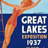 16" X 24" Great Lakes 1937 Vintage Travel Poster Wall Art - Homeroots