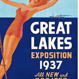 12" X 18" Great Lakes 1937 Vintage Travel Poster Wall Art - Homeroots