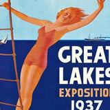 9" X 12" Great Lakes 1937 Vintage Travel Poster Wall Art - Homeroots