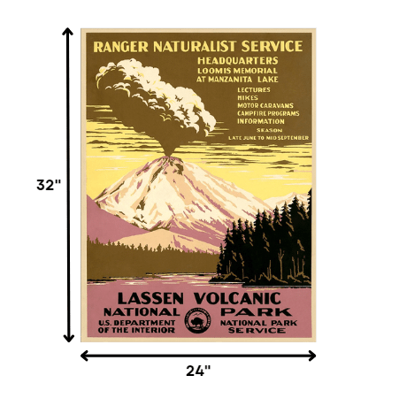 24" X 32" Lassen Volcanic National Park Vintage Travel Poster Wall Art - Homeroots - Flyclothing LLC