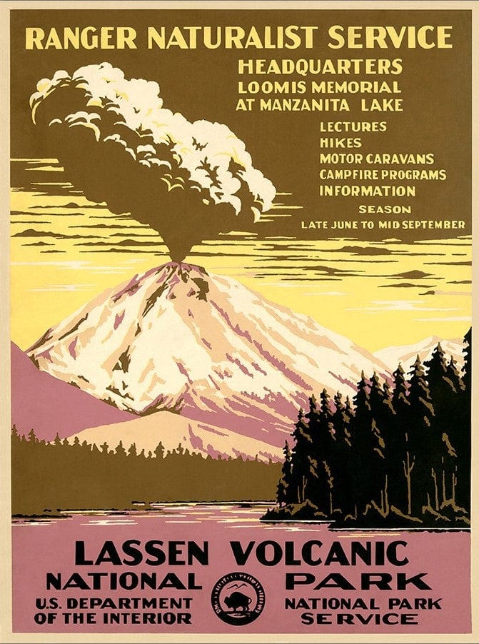 20" X 28" Lassen Volcanic National Park Vintage Travel Poster Wall Art - Homeroots - Flyclothing LLC