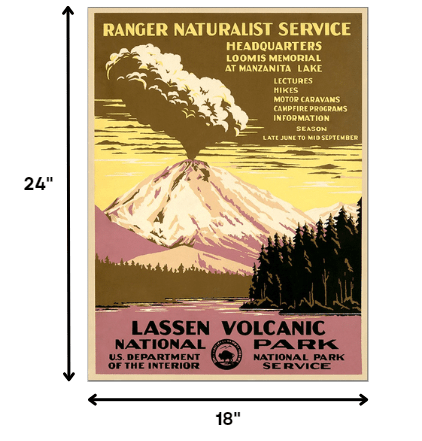 18" X 24" Lassen Volcanic National Park Vintage Travel Poster Wall Art - Homeroots - Flyclothing LLC
