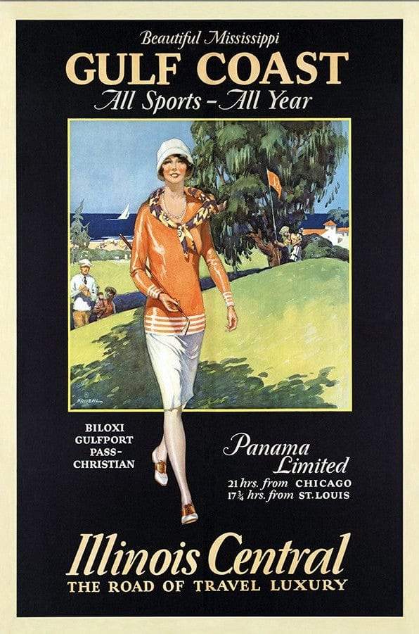Gulf Coast Golf 1932 Vintage Travel Unframed Print Wall Art - Homeroots - Flyclothing LLC