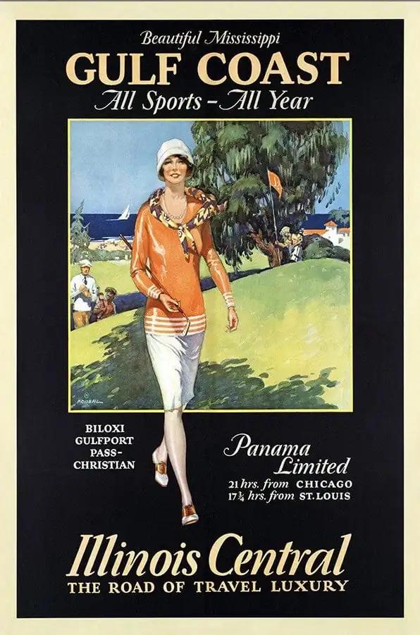 Gulf Coast Golf 1932 Vintage Travel Unframed Print Wall Art - Homeroots