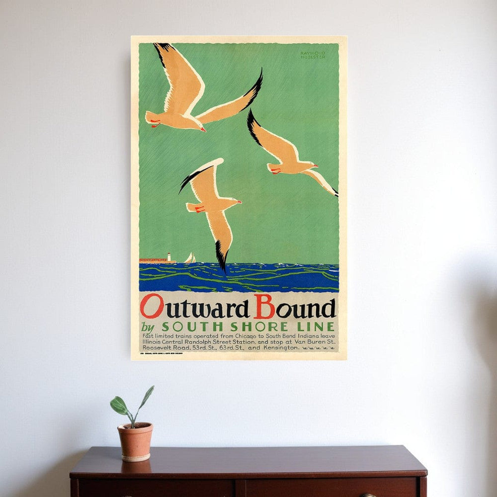 24" X 36" Birds Over Lake Michigan C1929 Vintage Travel Poster Wall Art - Homeroots - Flyclothing LLC