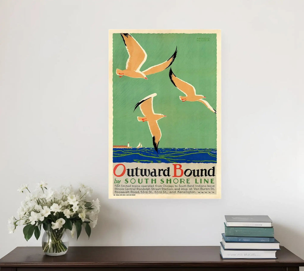 20" X 30"Birds Over Lake Michigan C1929 Vintage Travel Poster Wall Art - Homeroots