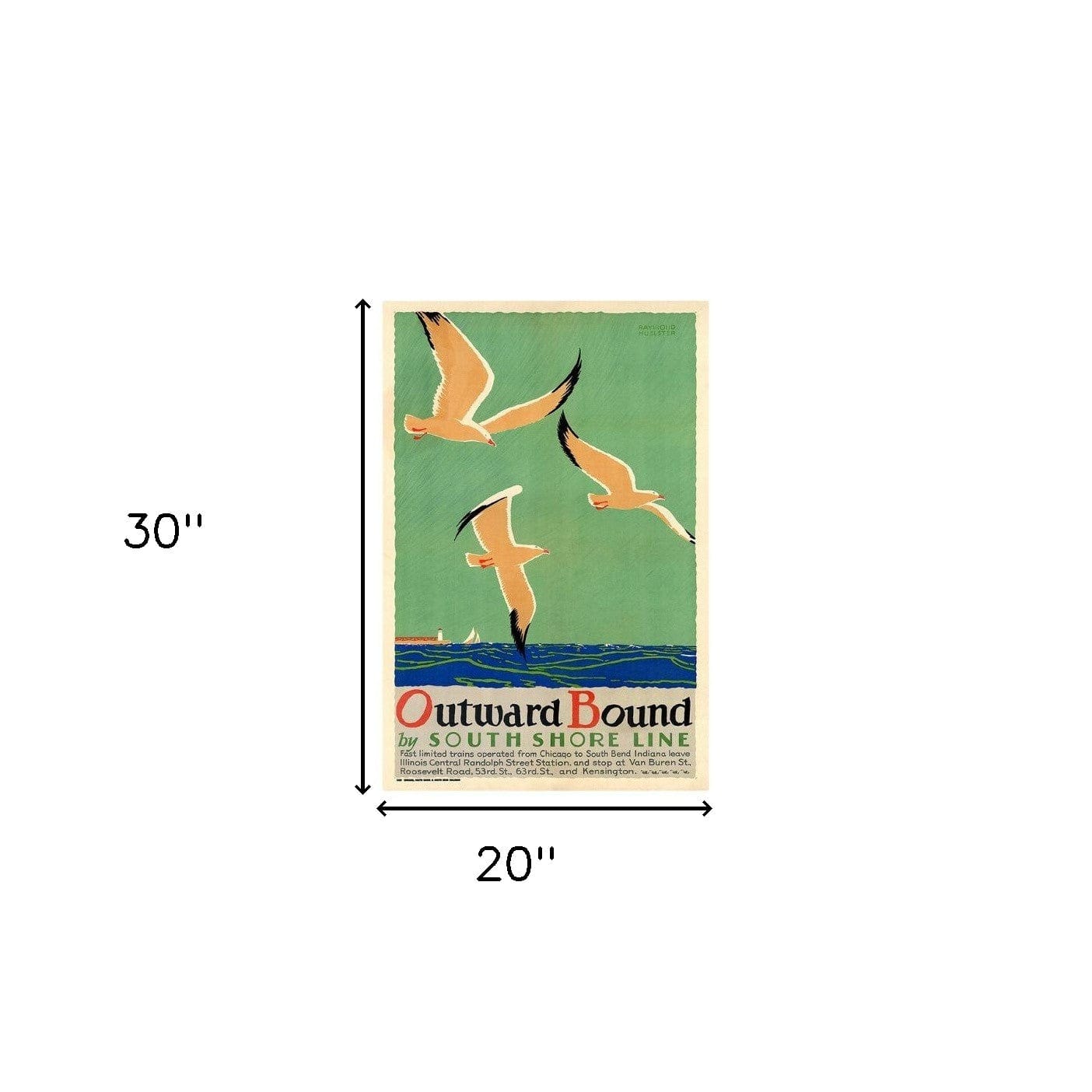 20" X 30"Birds Over Lake Michigan C1929 Vintage Travel Poster Wall Art - Homeroots - Flyclothing LLC