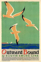 9" X 12" Birds Over Lake Michigan C1929 Vintage Travel Poster Wall Art - Homeroots - Flyclothing LLC