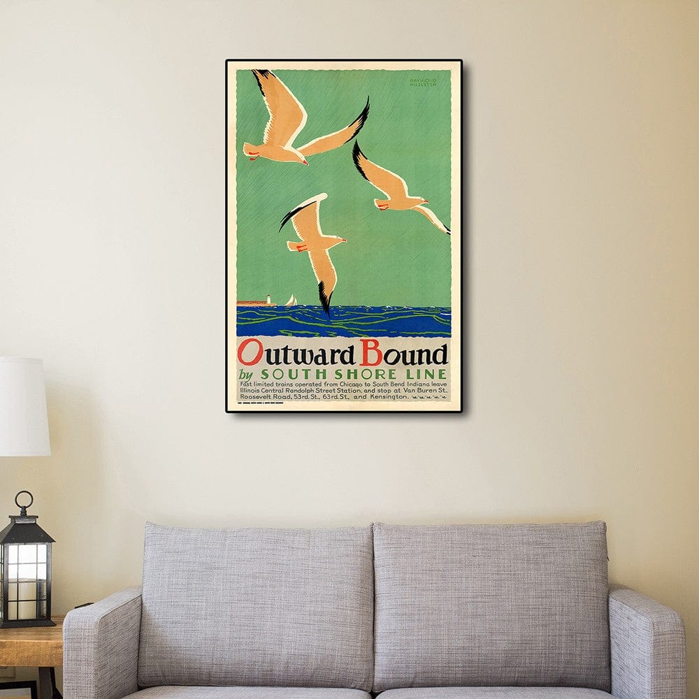 9" X 12" Birds Over Lake Michigan C1929 Vintage Travel Poster Wall Art - Homeroots - Flyclothing LLC