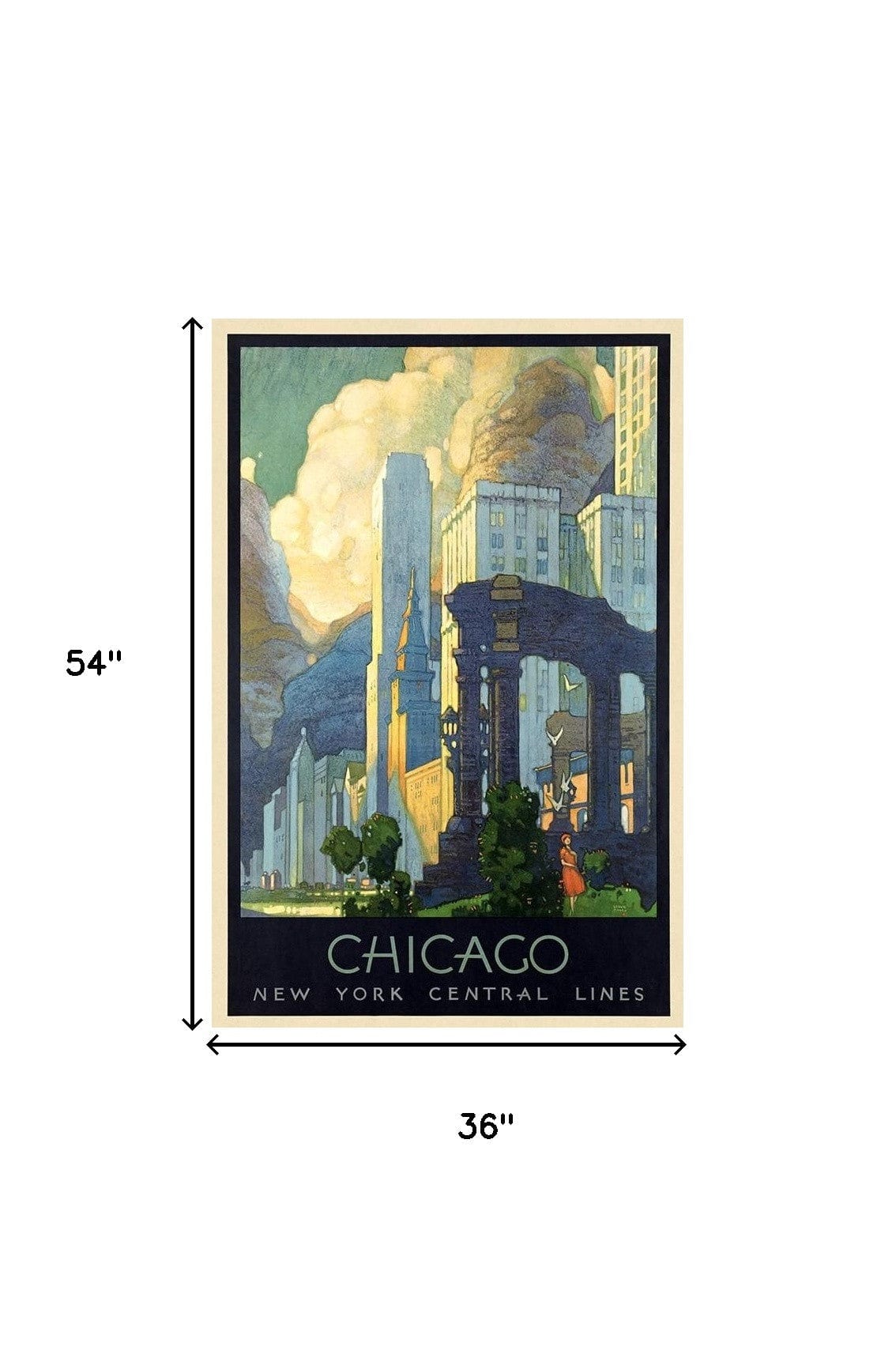 36" X 54" Vintage 1929 Chicago Michigan Ave Travel Poster Wall Art - Homeroots - Flyclothing LLC