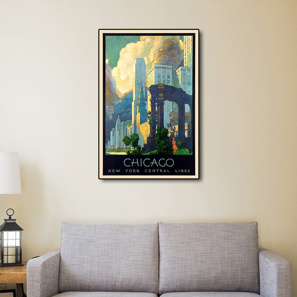 36" X 54" Vintage 1929 Chicago Michigan Ave Travel Poster Wall Art - Homeroots - Flyclothing LLC
