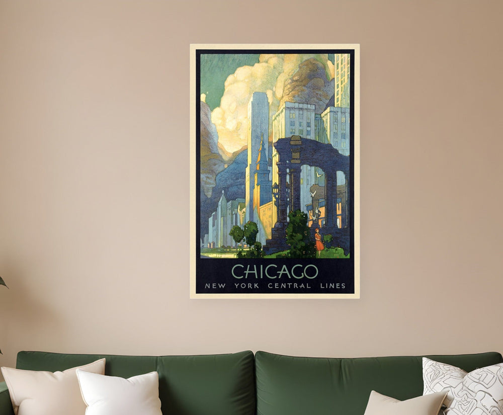 36" X 54" Vintage 1929 Chicago Michigan Ave Travel Poster Wall Art - Homeroots - Flyclothing LLC