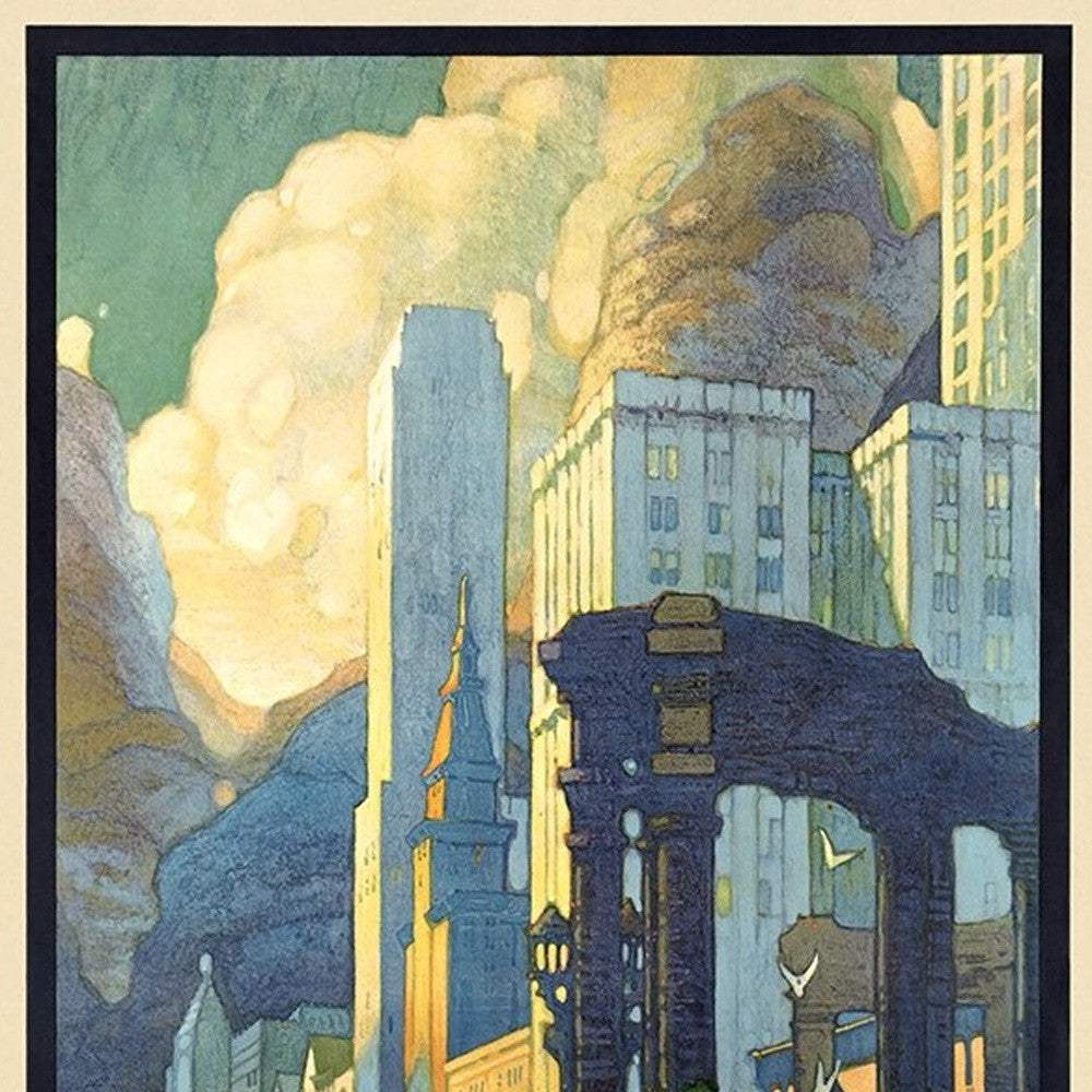 Vintage 1929 Chicago Michigan Ave Travel Unframed Print Wall Art - Homeroots - Flyclothing LLC