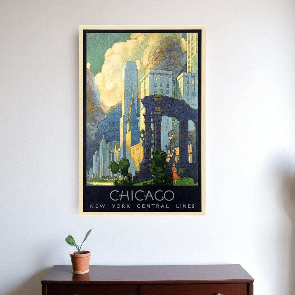 Vintage 1929 Chicago Michigan Ave Travel Unframed Print Wall Art - Homeroots - Flyclothing LLC