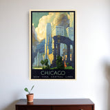 Vintage 1929 Chicago Michigan Ave Travel Unframed Print Wall Art - Homeroots