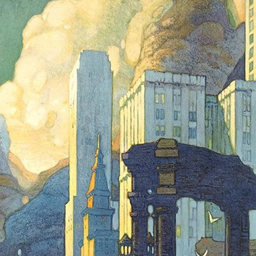 Vintage 1929 Chicago Michigan Ave Travel Unframed Print Wall Art - Homeroots - Flyclothing LLC