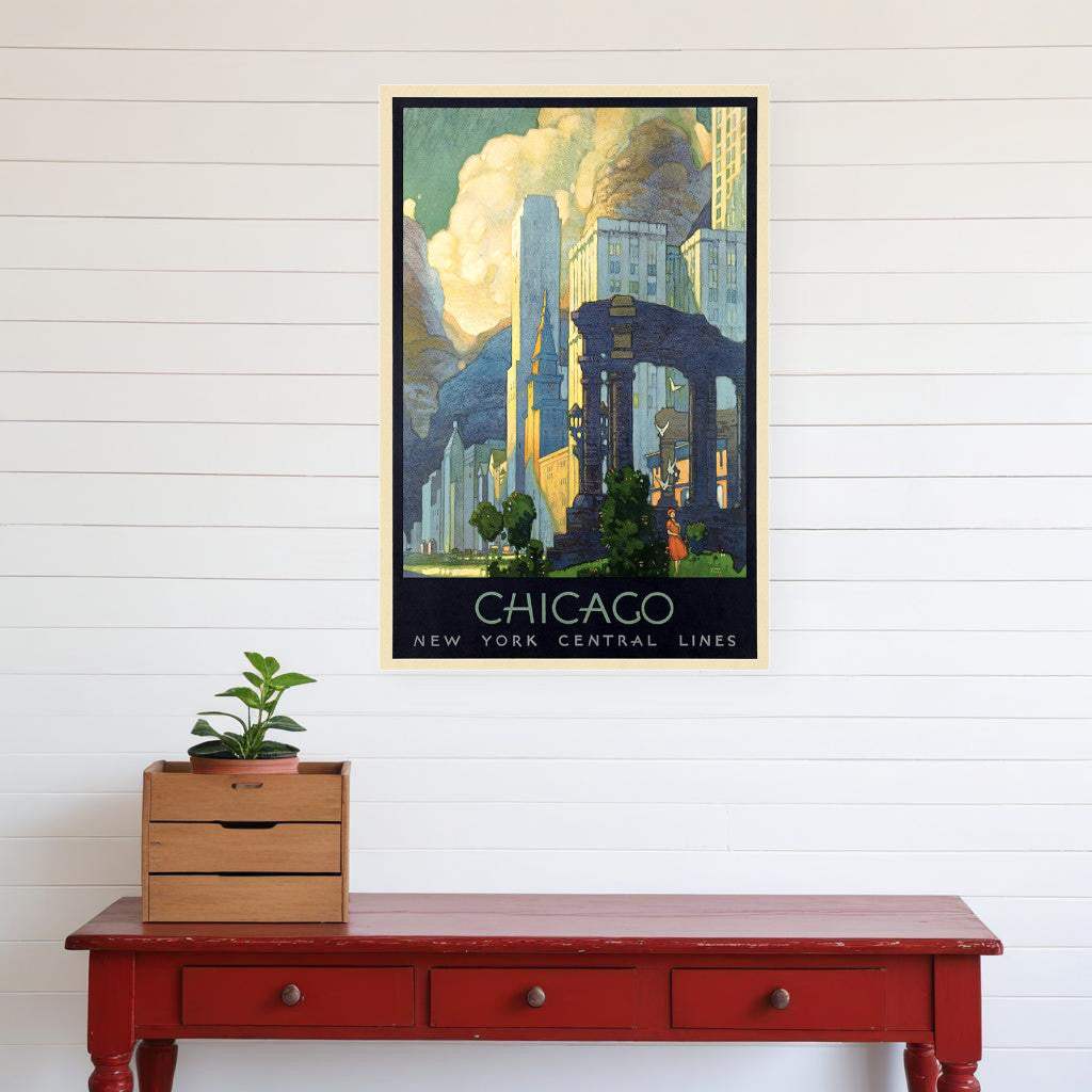 Vintage 1929 Chicago Michigan Ave Travel Unframed Print Wall Art - Homeroots - Flyclothing LLC