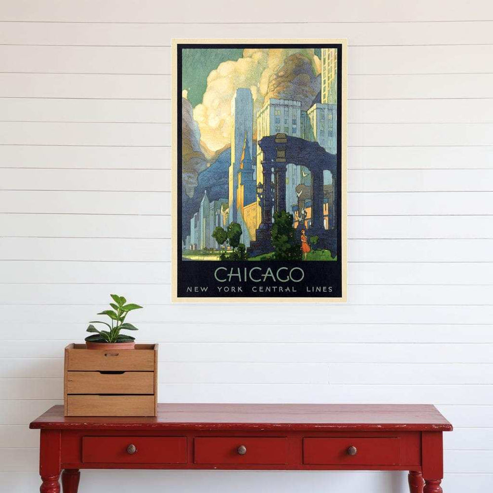 Vintage 1929 Chicago Michigan Ave Travel Unframed Print Wall Art - Homeroots - Flyclothing LLC