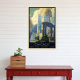 Vintage 1929 Chicago Michigan Ave Travel Unframed Print Wall Art