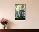 12" X 18" Vintage 1929 Chicago Michigan Ave Travel Poster Wall Art - Homeroots