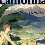 Vintage 1934 California Travel Unframed Print Wall Art - Homeroots