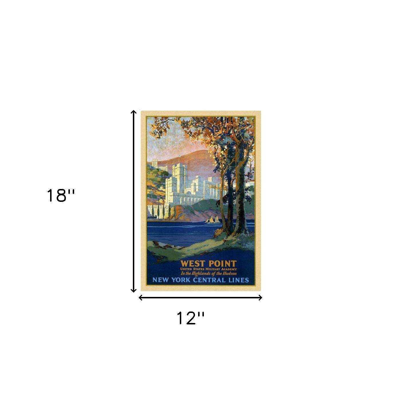 West Point New York Vintage Travel Unframed Print Wall Art - Homeroots - Flyclothing LLC