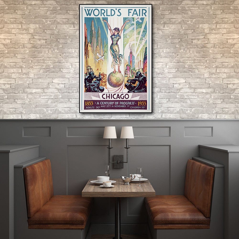 36" x 54" Vintage 1933 Chicago Worlds Fair Wall Art - Homeroots - Flyclothing LLC