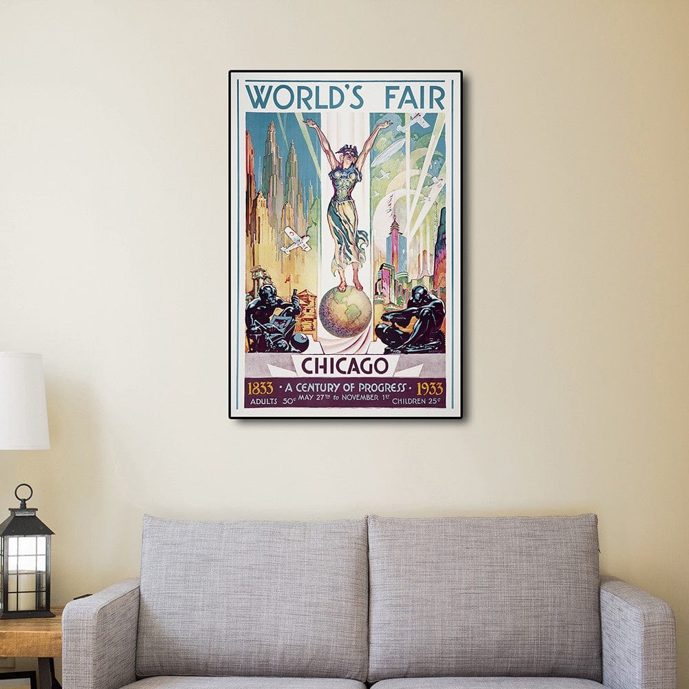 36" x 54" Vintage 1933 Chicago Worlds Fair Wall Art - Homeroots - Flyclothing LLC