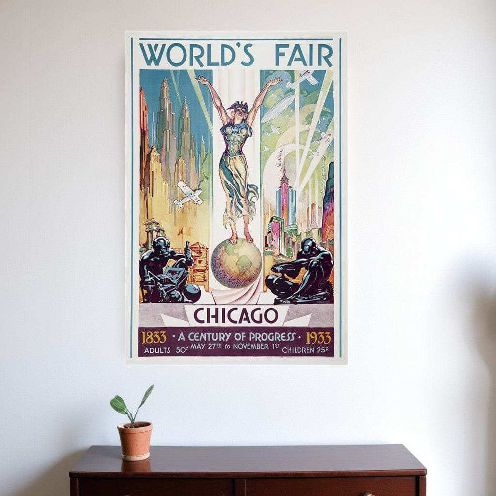 Vintage 1933 Chicago Worlds Fair Unframed Print Wall Art - Homeroots - Flyclothing LLC