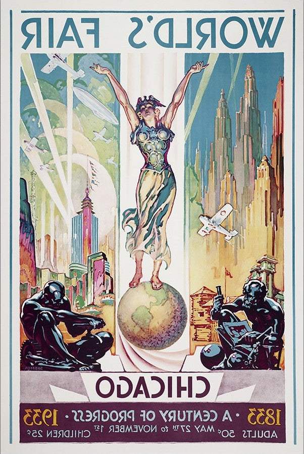 Vintage 1933 Chicago Worlds Fair Unframed Print Wall Art - Homeroots - Flyclothing LLC